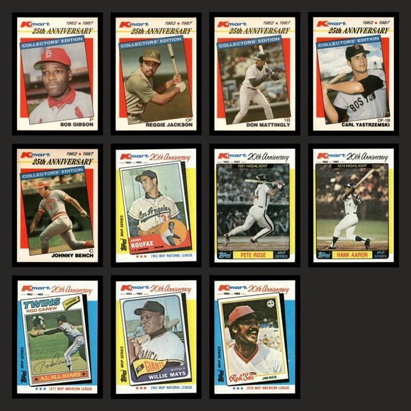 Other - 1982 1987 Kmart Baseball Card Lot 11 HOF Stars Aaron Mays Bench Gibson VG